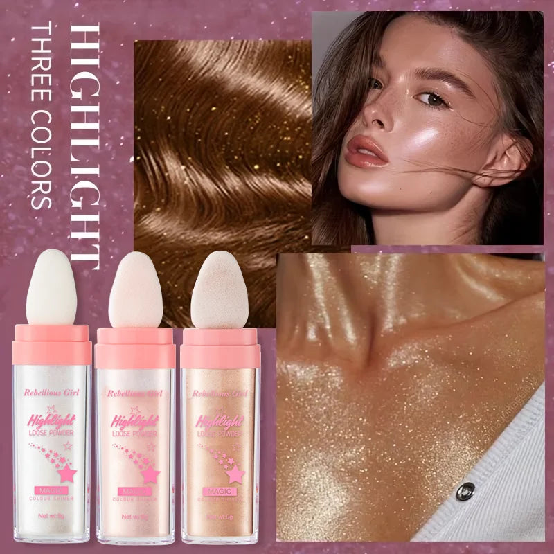 3-Pack Fairy Shimmer Highlighter Powder Stick for Face and Body