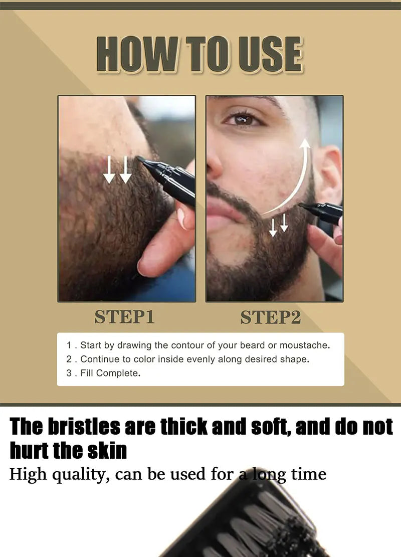 Waterproof Beard Filling Pen and Brush Set
