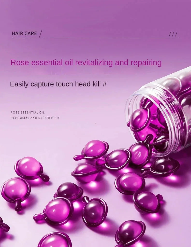 Rose Essential Oil Hair Repair Capsules for Dry Frizzy Hair