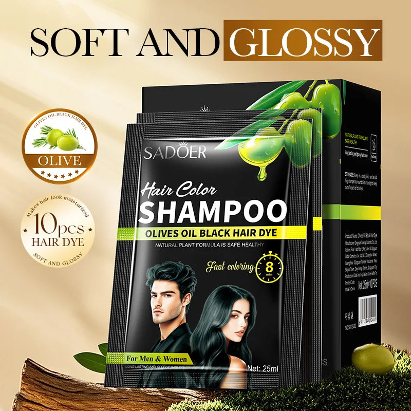 Instant Black Hair Dye Shampoo for Gray Hair Coverage