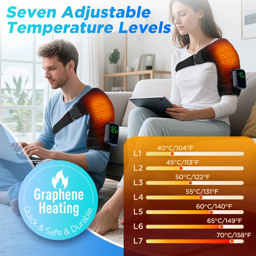 Cordless Heated Shoulder Massage Brace with App Control