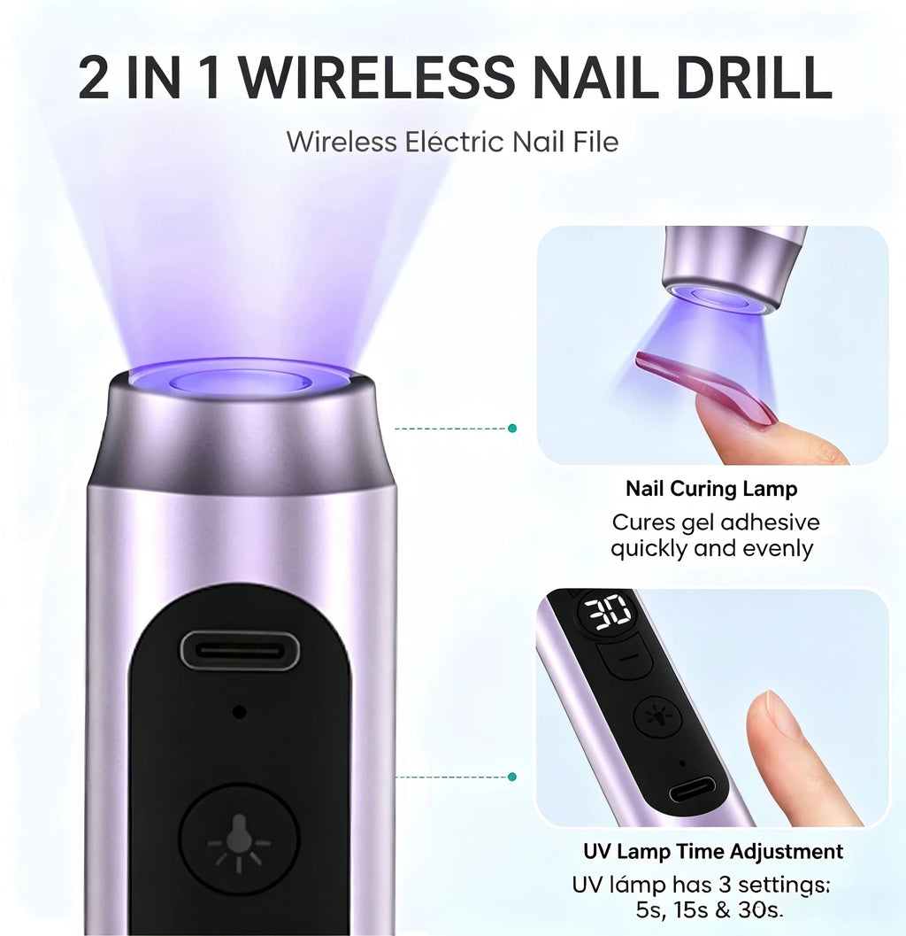 Portable Electric Nail Drill and UV Light Kit