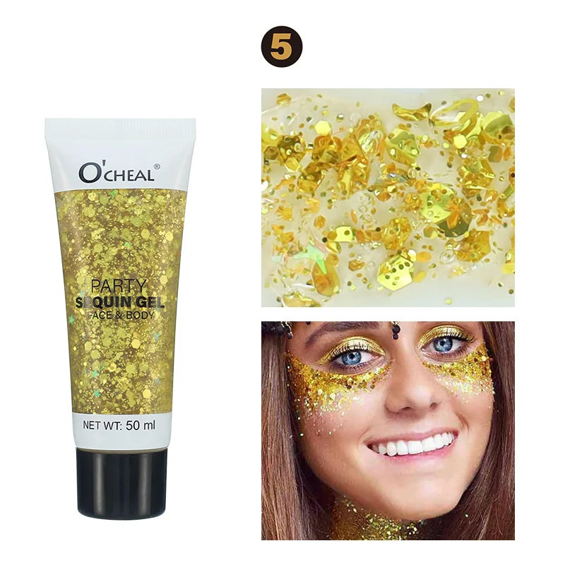 Waterproof Face and Body Glitter Sequin Gel