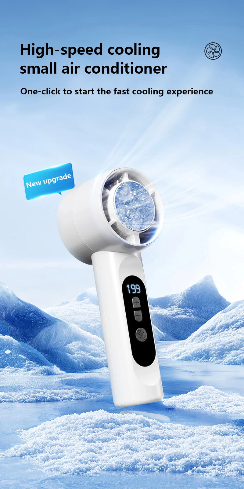 Portable Handheld Ice Cooling Turbo Fan with LED Display