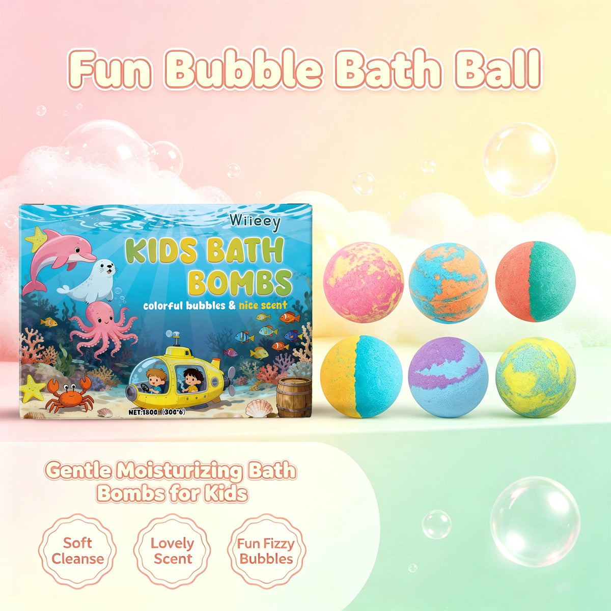 Moisturizing Fizzy Bath Bomb Set for Kids