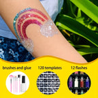 12-Color Temporary Glitter Tattoo and Body Art Kit