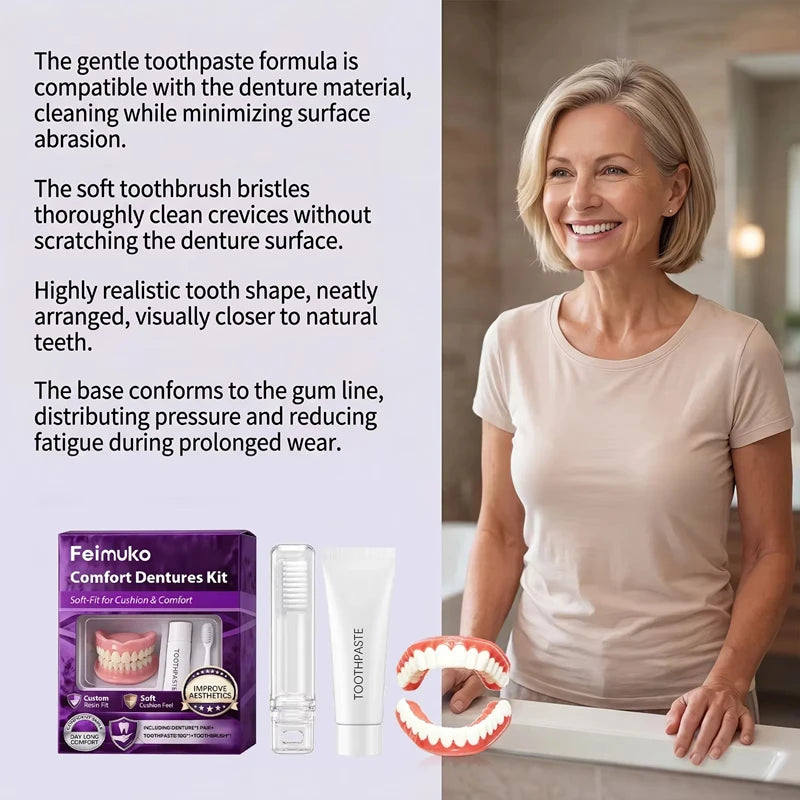 Comfortable Silicone Denture Set for Instant Smile Transformation