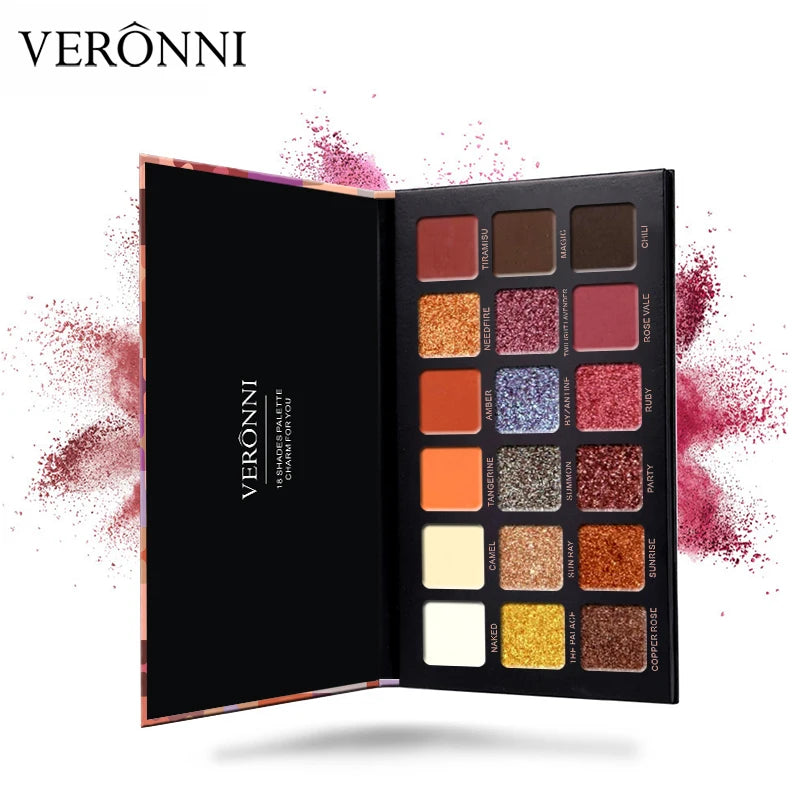 18-Color Waterproof Long-Lasting Eyeshadow Palette