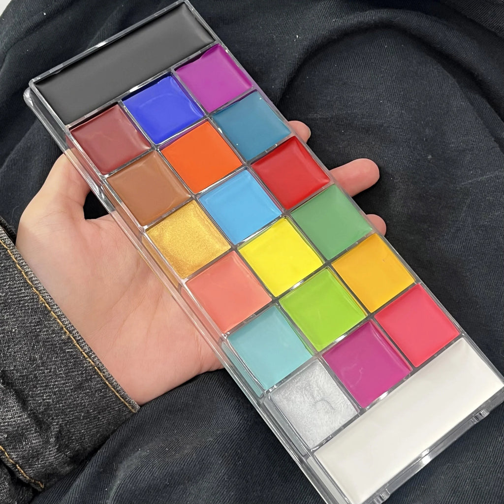 20-Color Professional Face and Body Paint Palette with Brushes