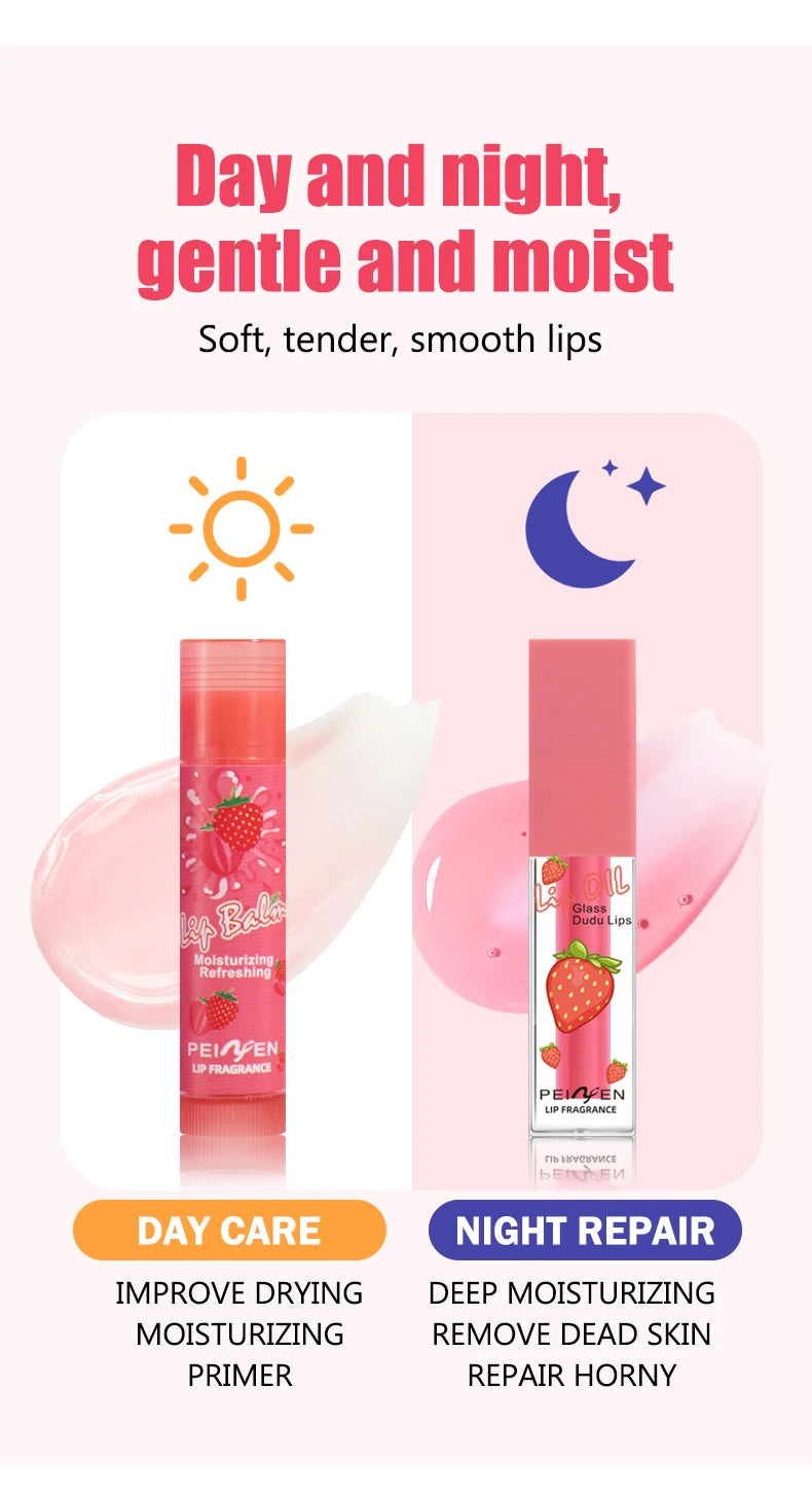 Fruit Scented Moisturizing Lip Oil and Balm Set