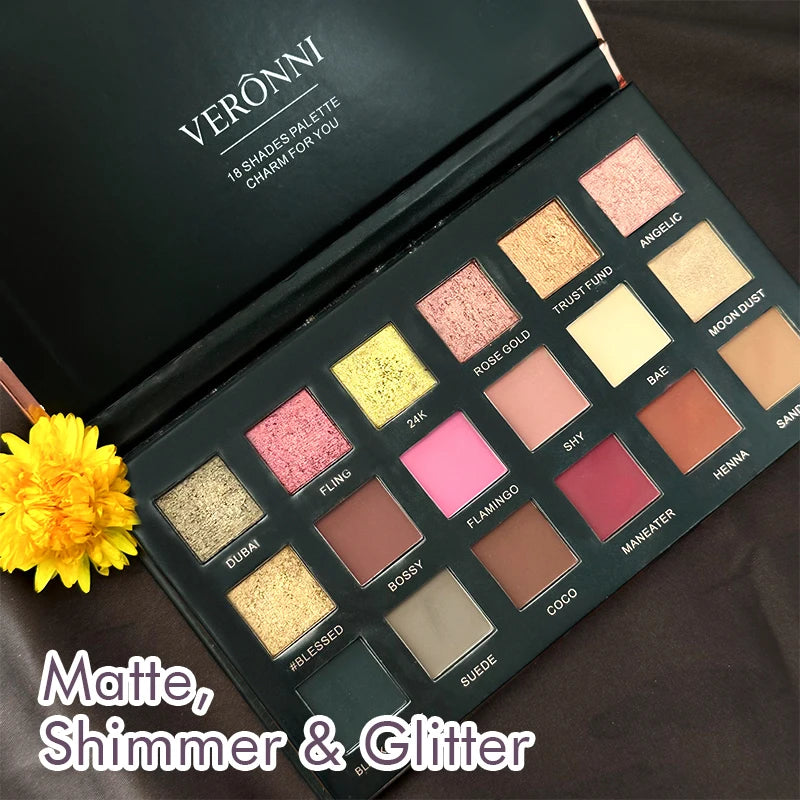 18-Color Professional Eyeshadow Palette for Versatile Makeup Looks