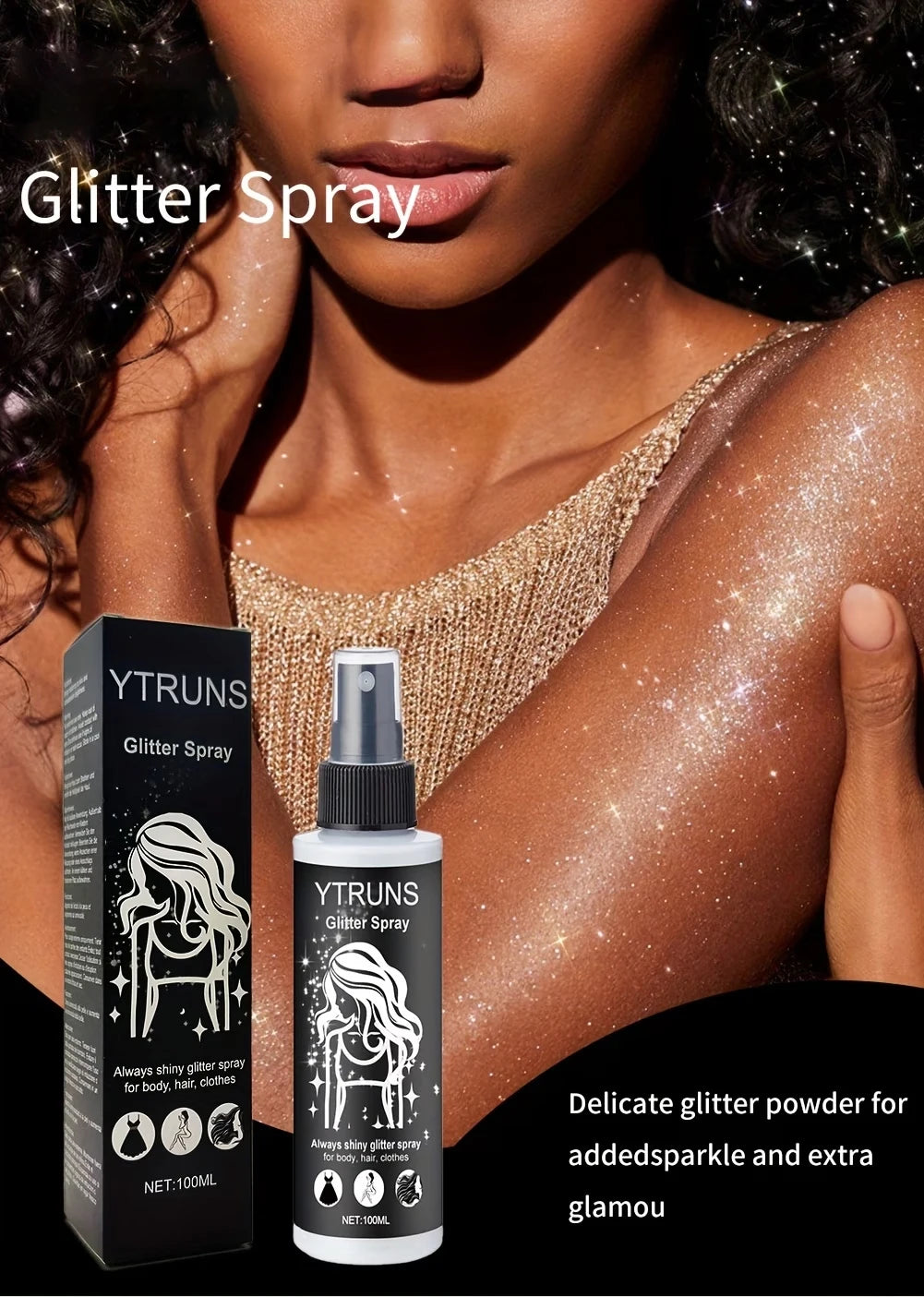 Shimmering High-Gloss Glitter Spray for Body, Hair, and Clothes - 7