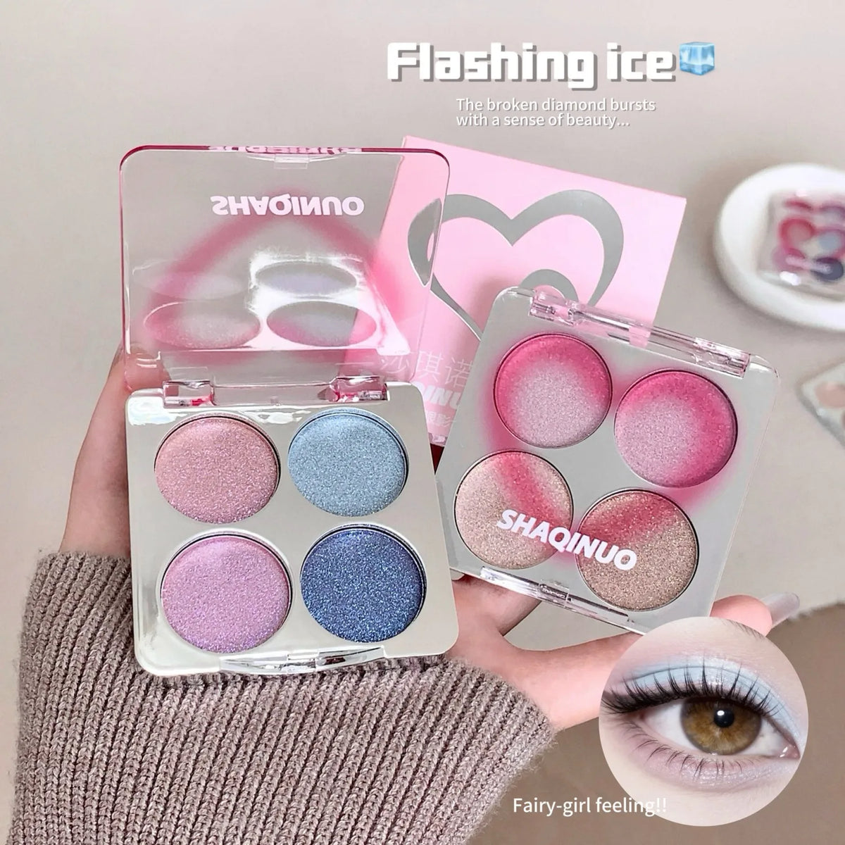 4-Color Shimmer Eyeshadow Palette for Sparkling Fairy Eye Looks
