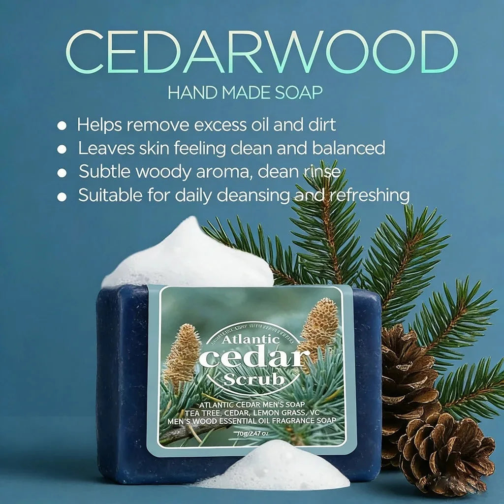 Cedarwood Essential Oil Deep Cleansing Bar Soap for Men