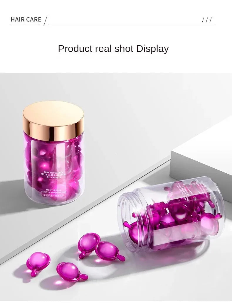 Rose Essential Oil Hair Repair Capsules for Dry Frizzy Hair - 16