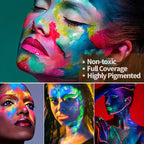 10-Color Neon UV Glow Face and Body Paint Palette