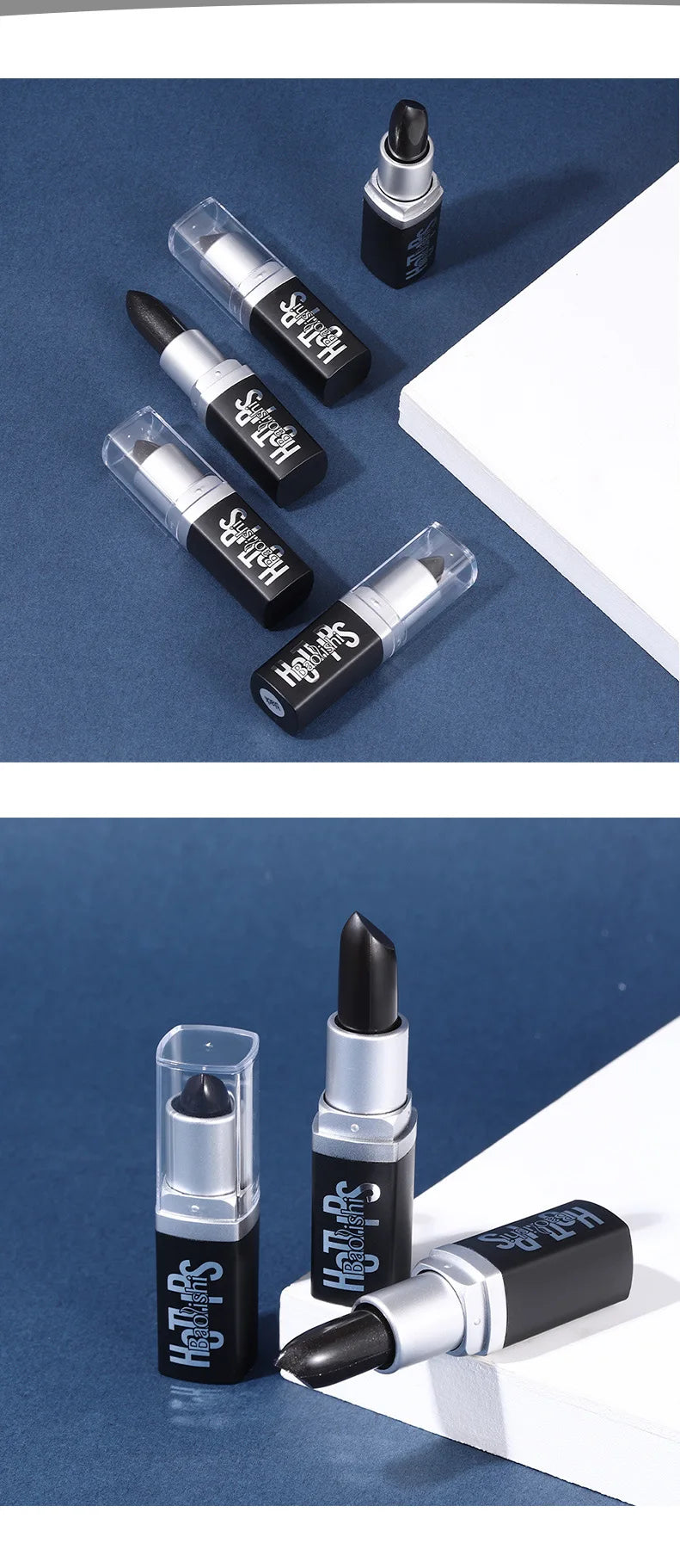 Matte Black Waterproof Lipstick for Halloween and Costume Makeup - 9