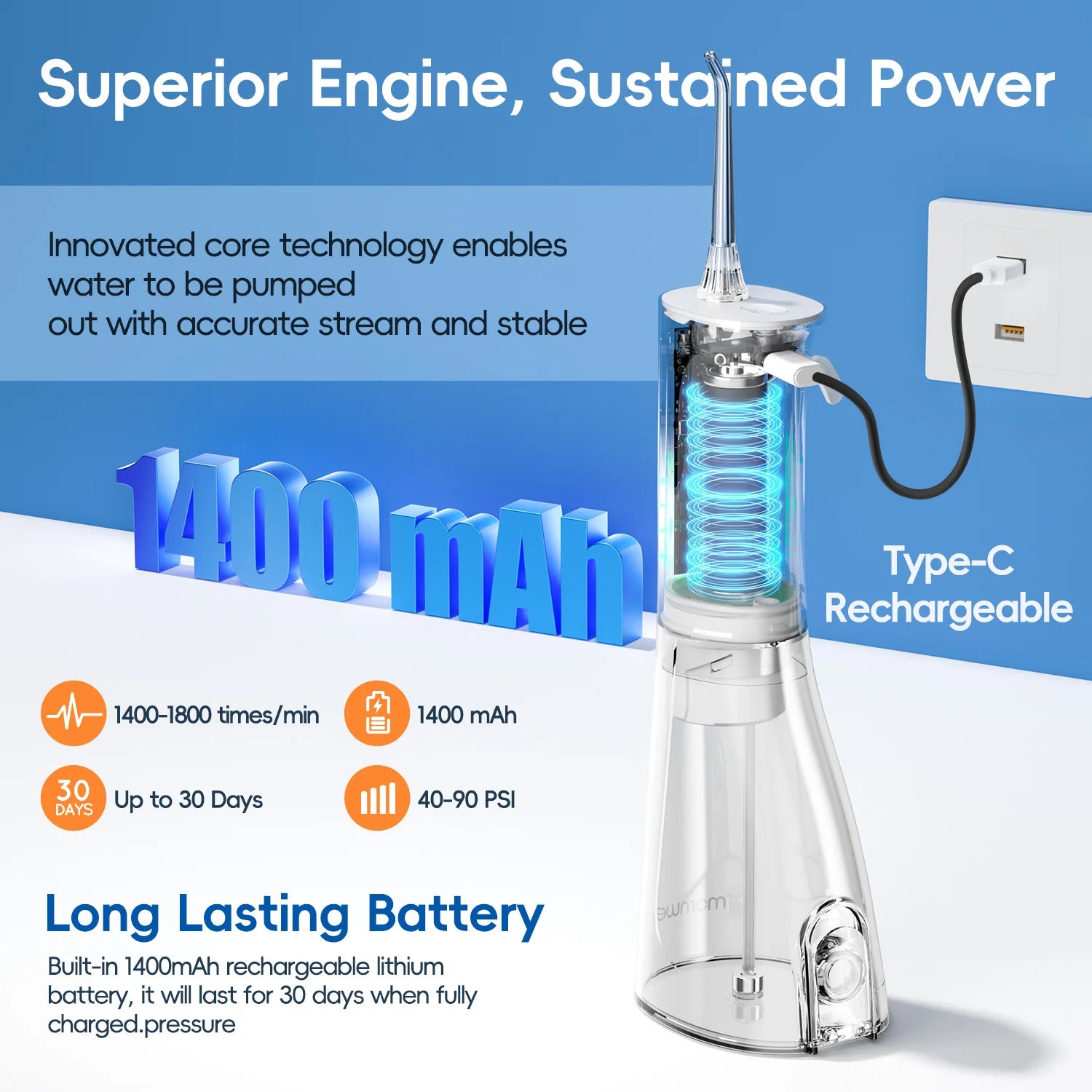 Portable Cordless Water Flosser for Deep Teeth Cleaning - 3