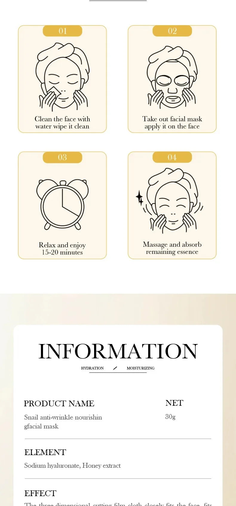 Snail Essence Anti-Wrinkle Hydrating Face Mask Set - 13