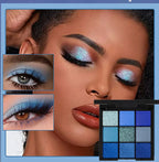 9-Color Blue Eyeshadow Palette for Festivals and Parties