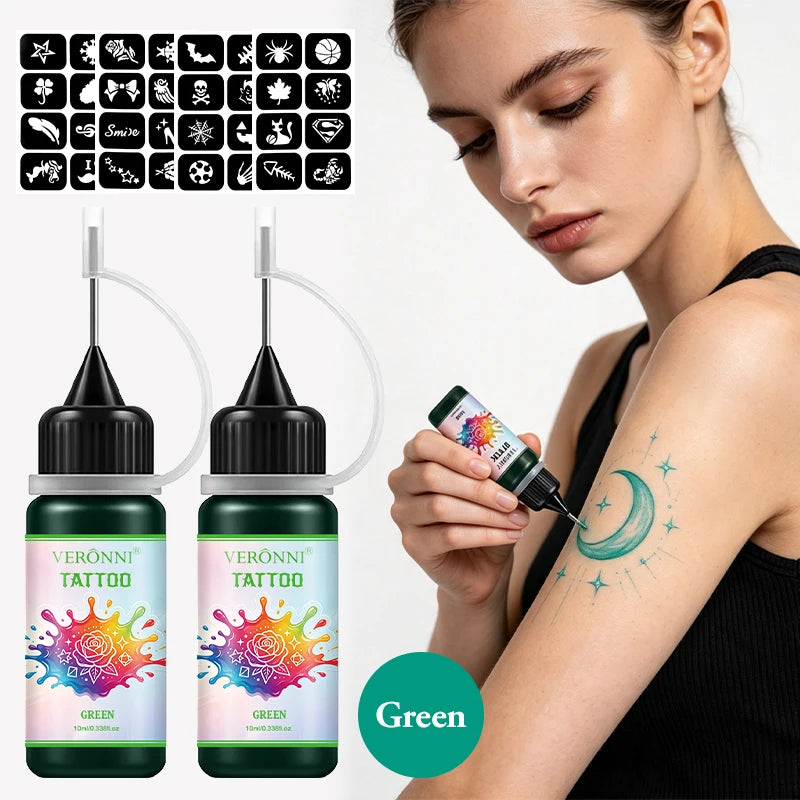 Temporary Henna Body Art Tattoo Juice Kit with Stencils