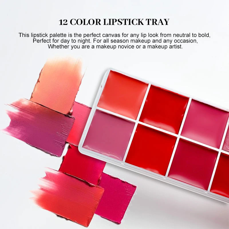 12-Color Versatile Lipstick and Blush Makeup Palette
