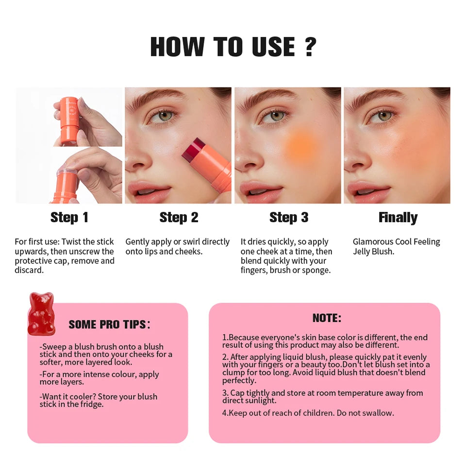 Cooling Water Jelly Tint Stick for Cheeks and Lips