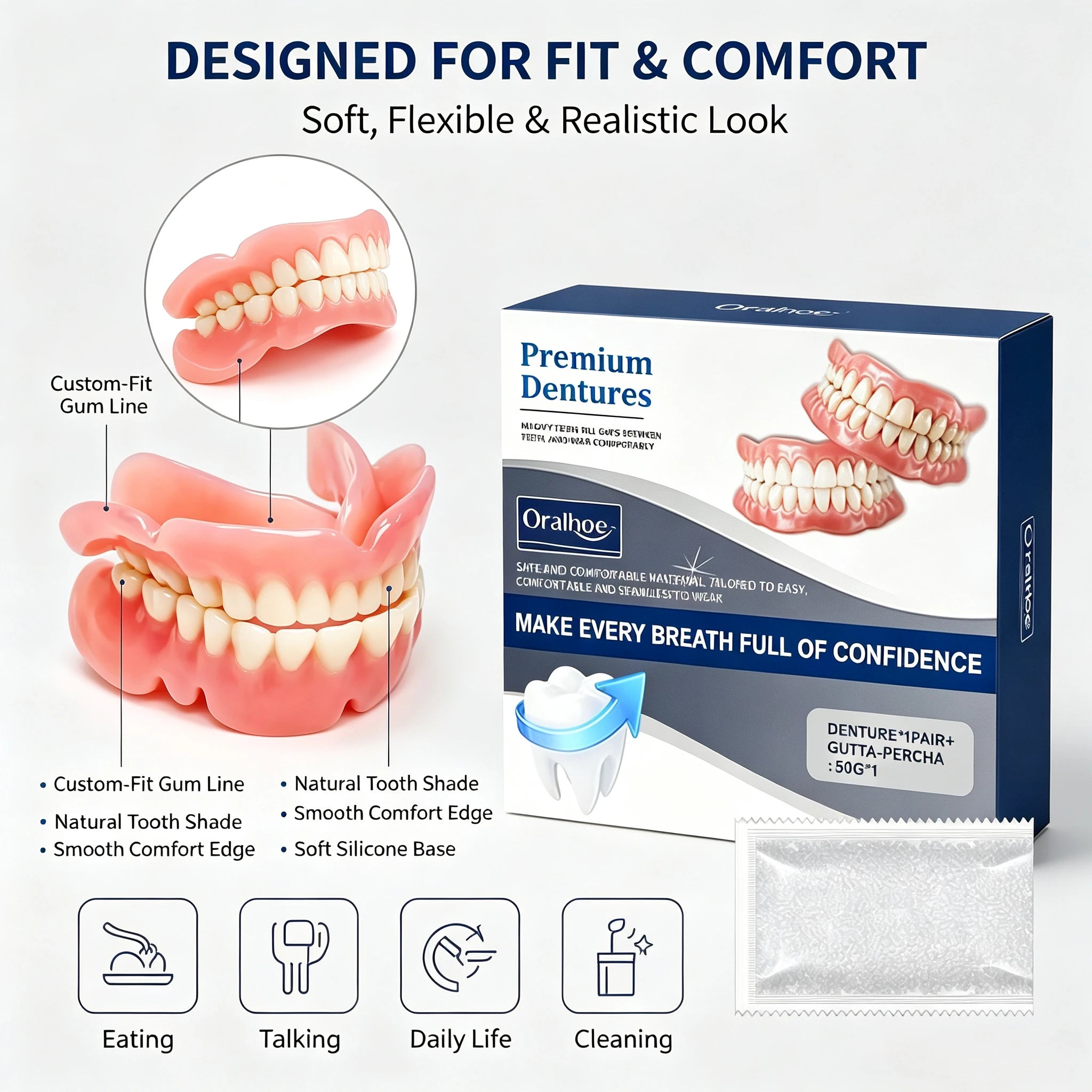 Instant Snap-On Silicone Dentures for Natural Smile - 5