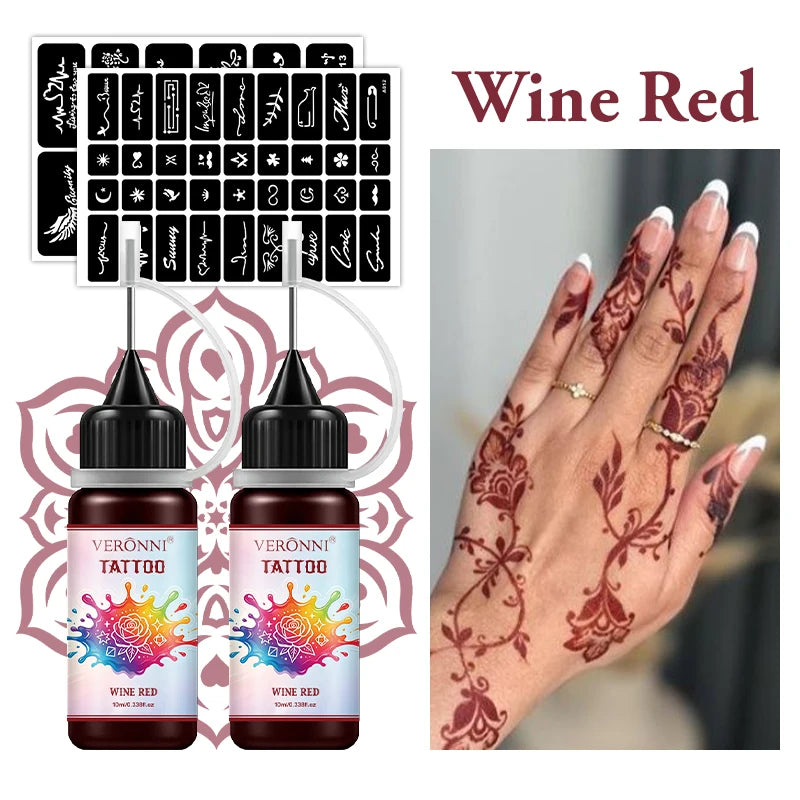 Waterproof Temporary Tattoo Ink Kit with Stencils