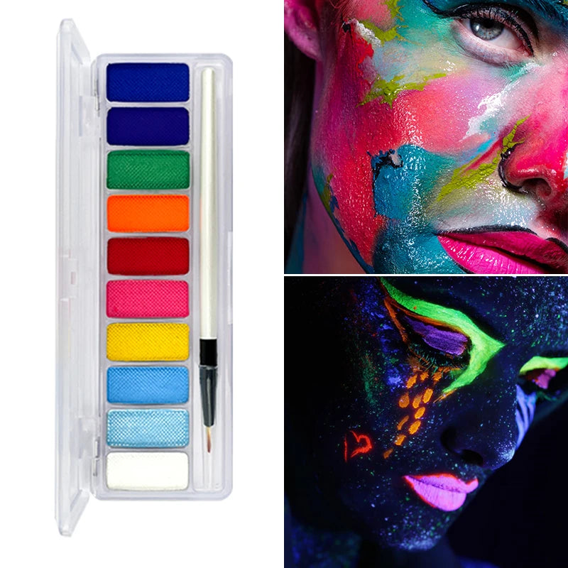 10-Color Neon UV Glow Face and Body Paint Kit - 9