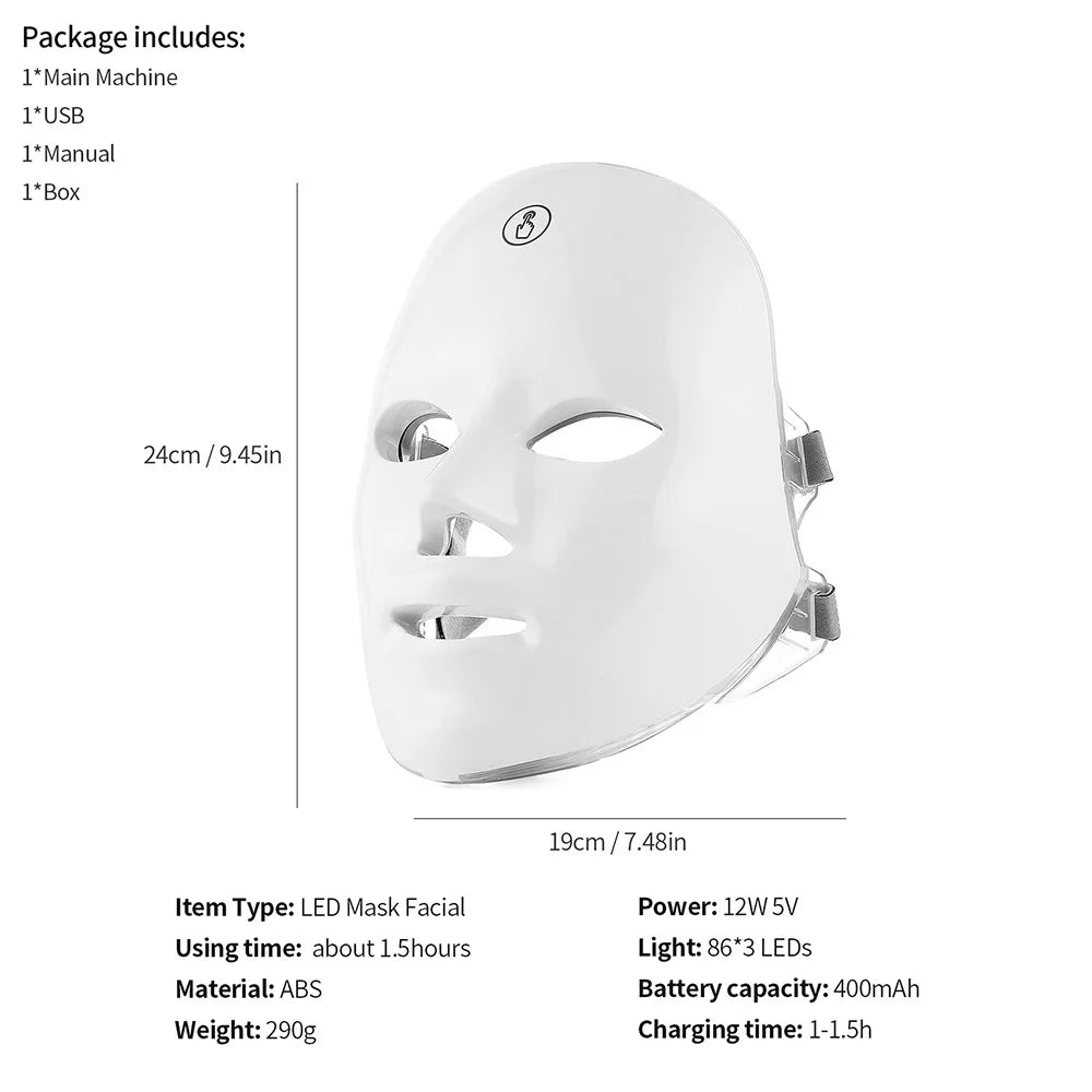 7-Color LED Light Therapy Facial Mask