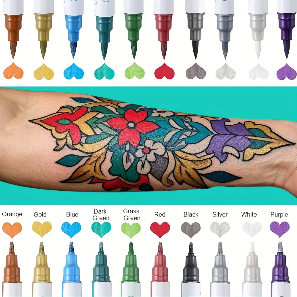 Temporary Body Art Tattoo Marker Pen Set