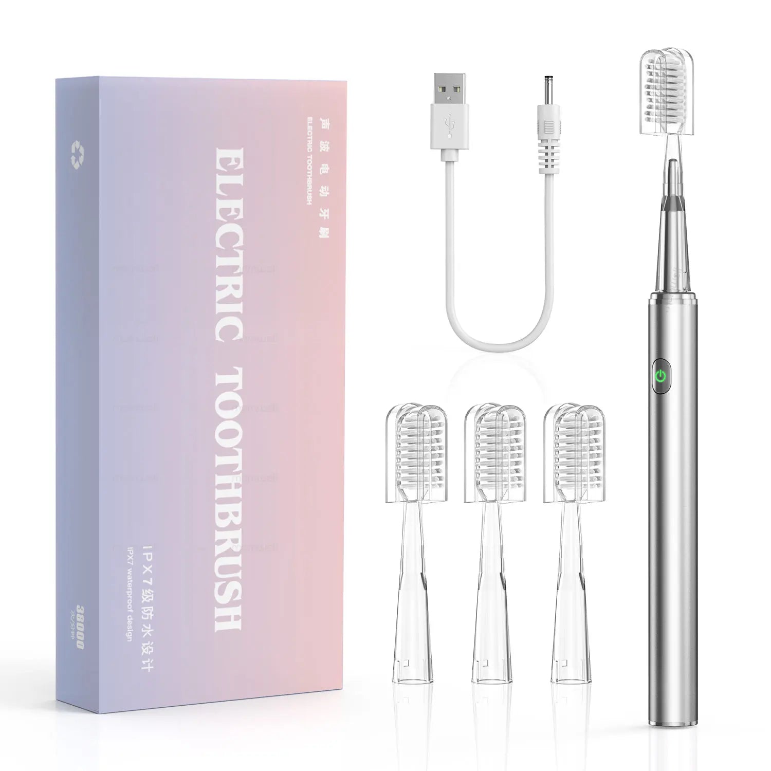 Sonic Rechargeable Electric Toothbrush with 4 Replacement Heads - 15