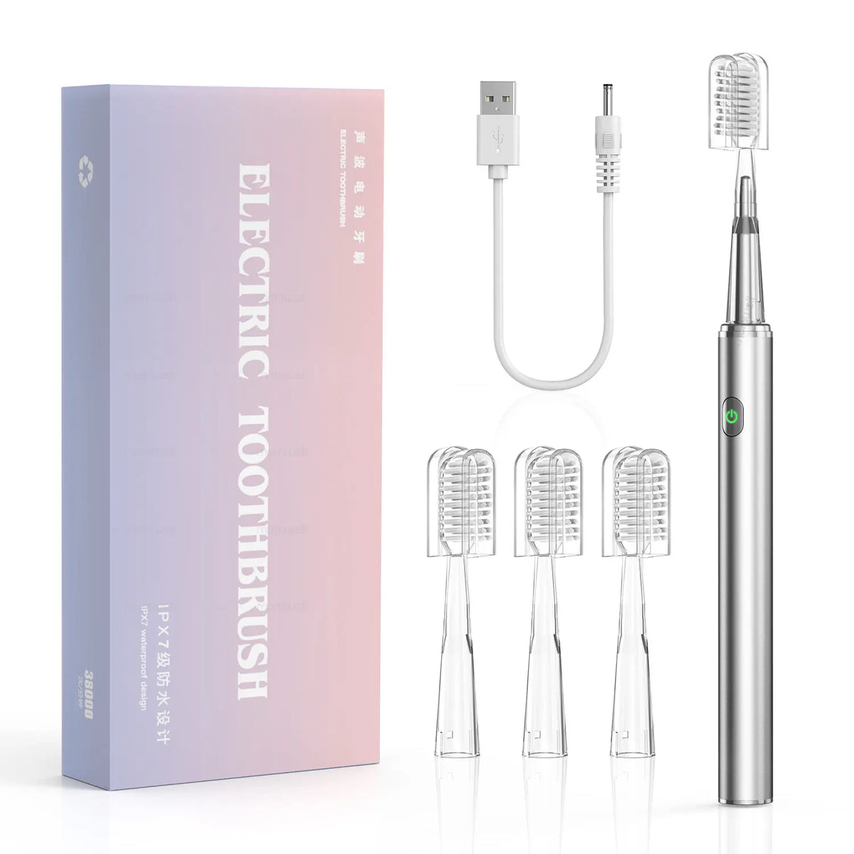 Sonic Rechargeable Electric Toothbrush with 4 Replacement Heads