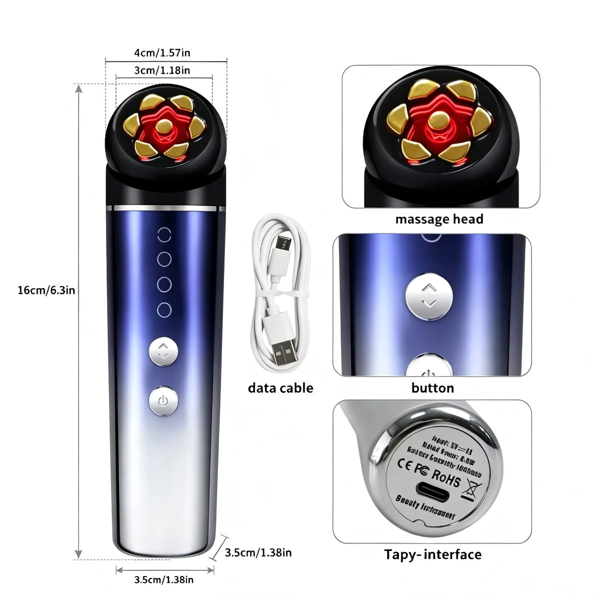 3-in-1 LED Facial Tightening and Rejuvenation Massager