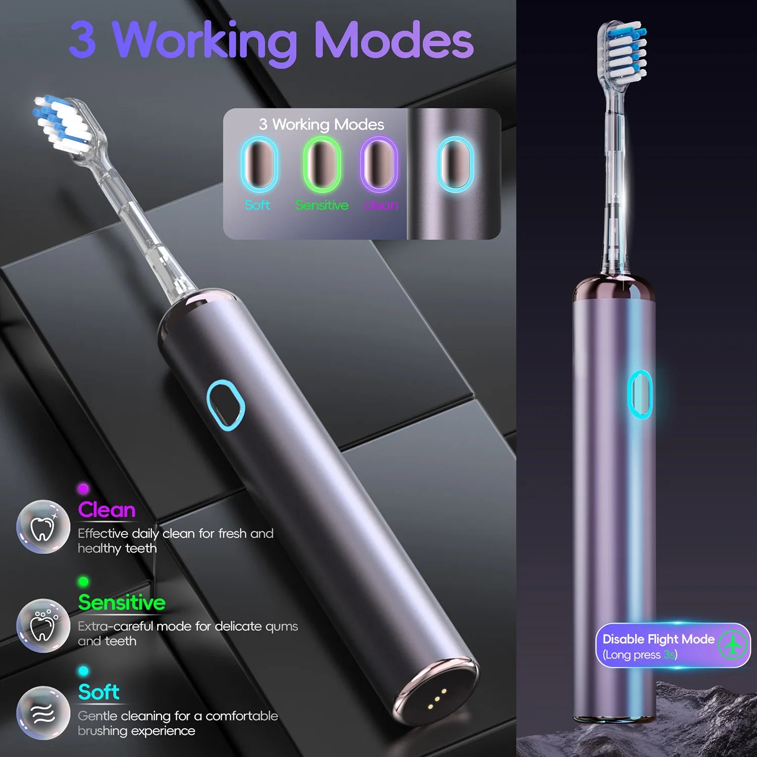 Portable Sonic Electric Toothbrush and Water Flosser Oral Care Set - 5