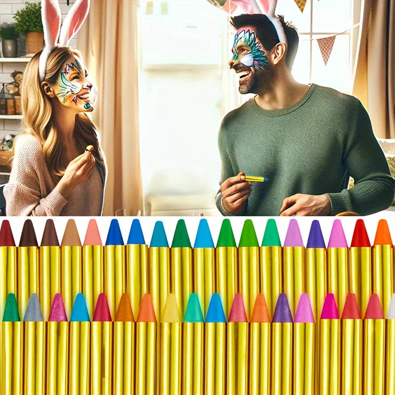 16-Color Face Paint Crayon Set for Parties and Halloween