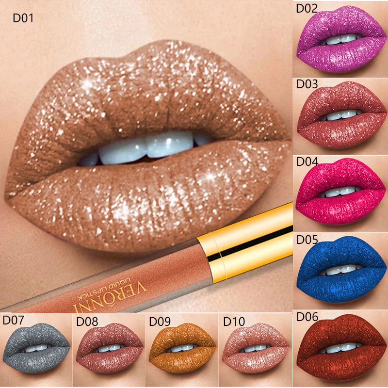 Long-Lasting Diamond Shimmer Liquid Lipstick