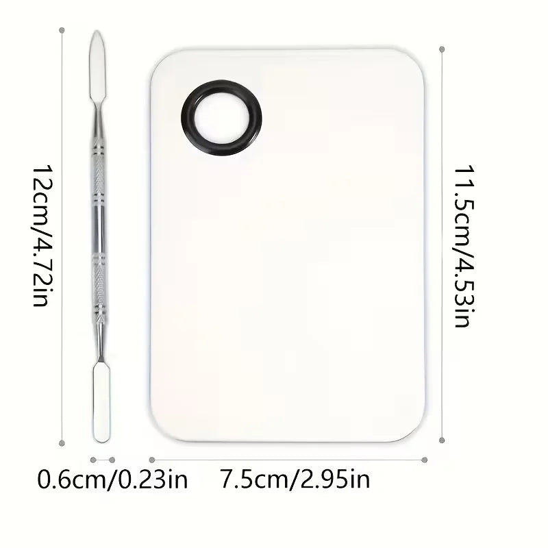 Stainless Steel Makeup Mixing Palette and Spatula Set