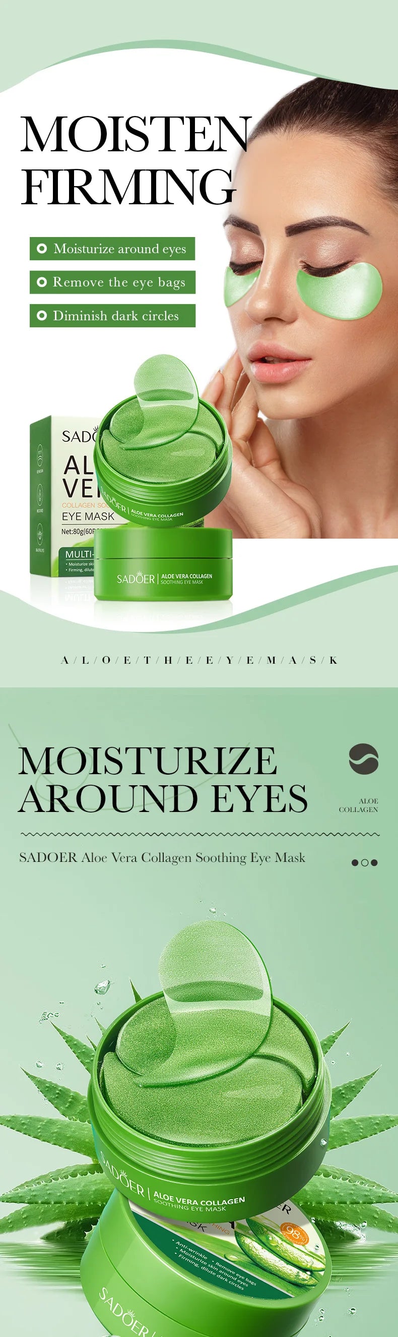 Aloe Vera Collagen Soothing Eye Mask for Dark Circles