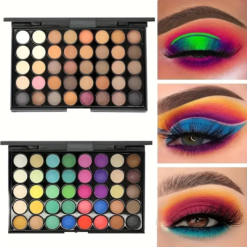 40-Color Professional Eyeshadow Palette with Makeup Brush Set - 10