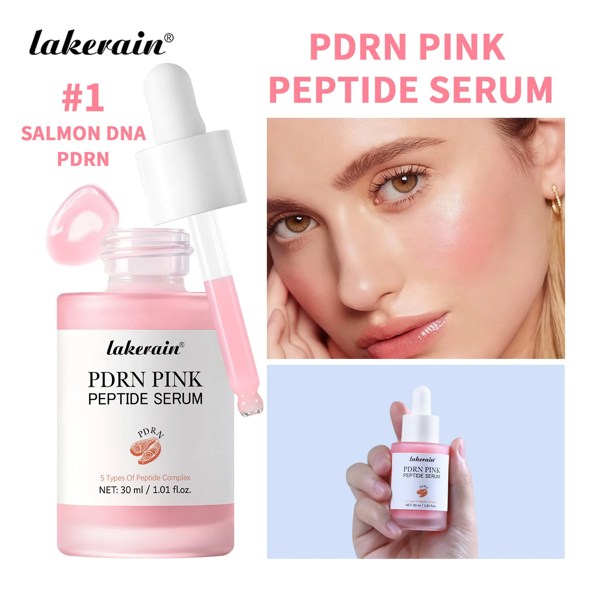 Salmon PDRN Peptide Facial Serum for Radiant Glass Skin