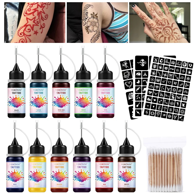 DIY Temporary Tattoo Ink Set with Stencils