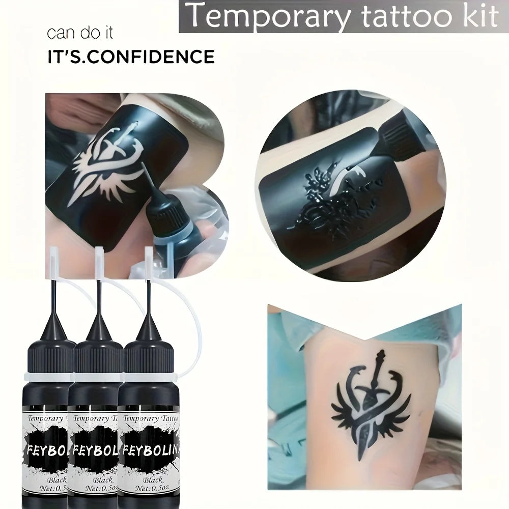 Temporary Black Henna Tattoo Gel for Festivals and Body Art