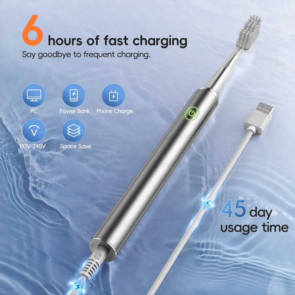Sonic Rechargeable Electric Toothbrush with 4 Replacement Heads