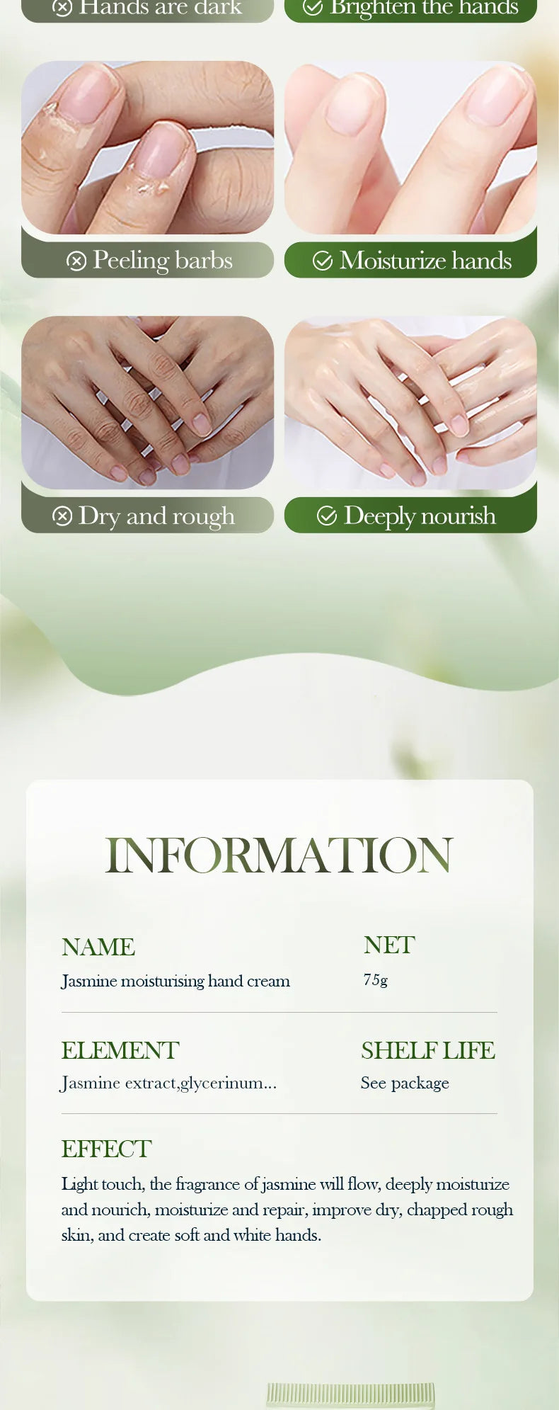 Jasmine Nourishing Hand Cream for Dry Skin