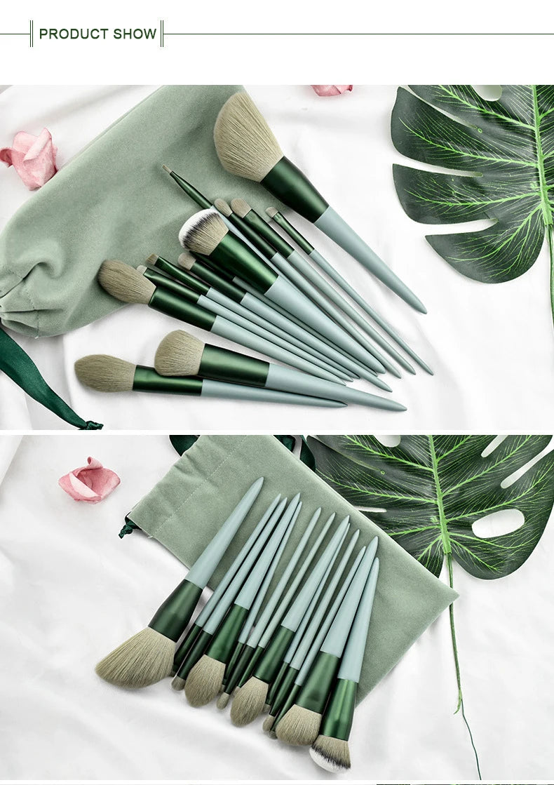 13-Piece Professional Makeup Brush Set for Flawless Application - 14