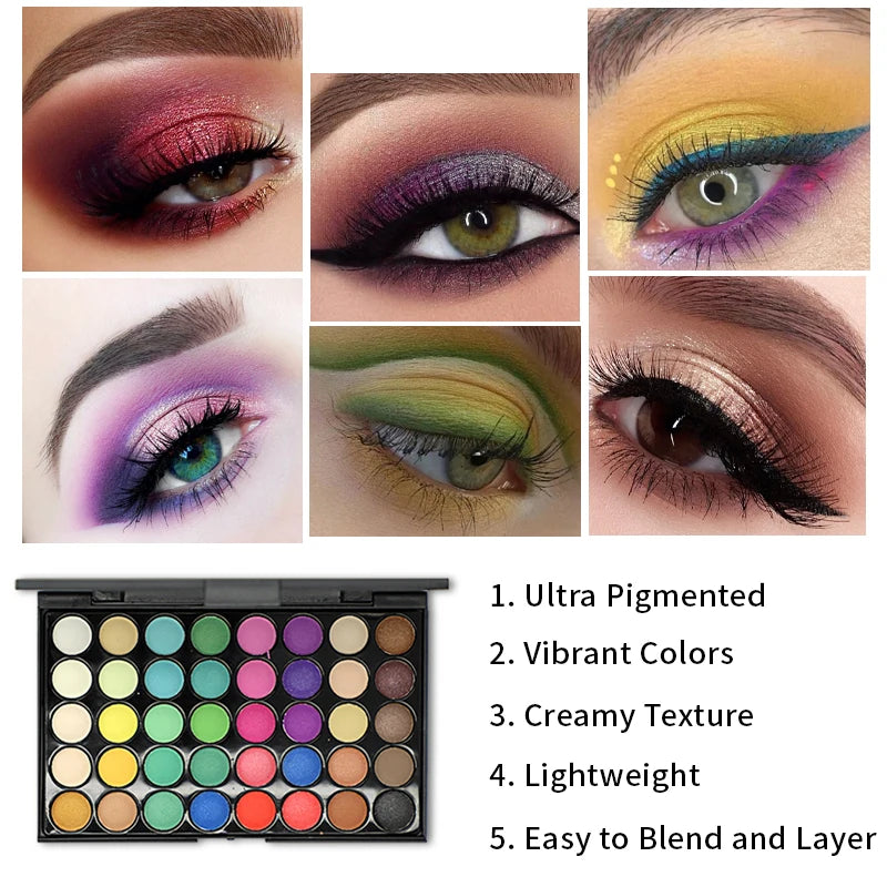 40-Color Professional Eyeshadow Palette Matte and Shimmer