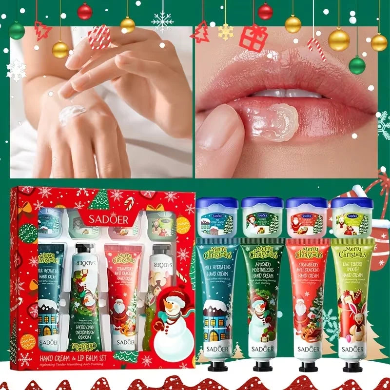Christmas Moisturizing Hand Cream and Lip Balm Gift Set - 3