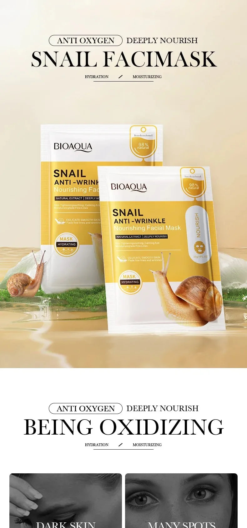 Snail Essence Anti-Wrinkle Hydrating Face Mask Set - 7